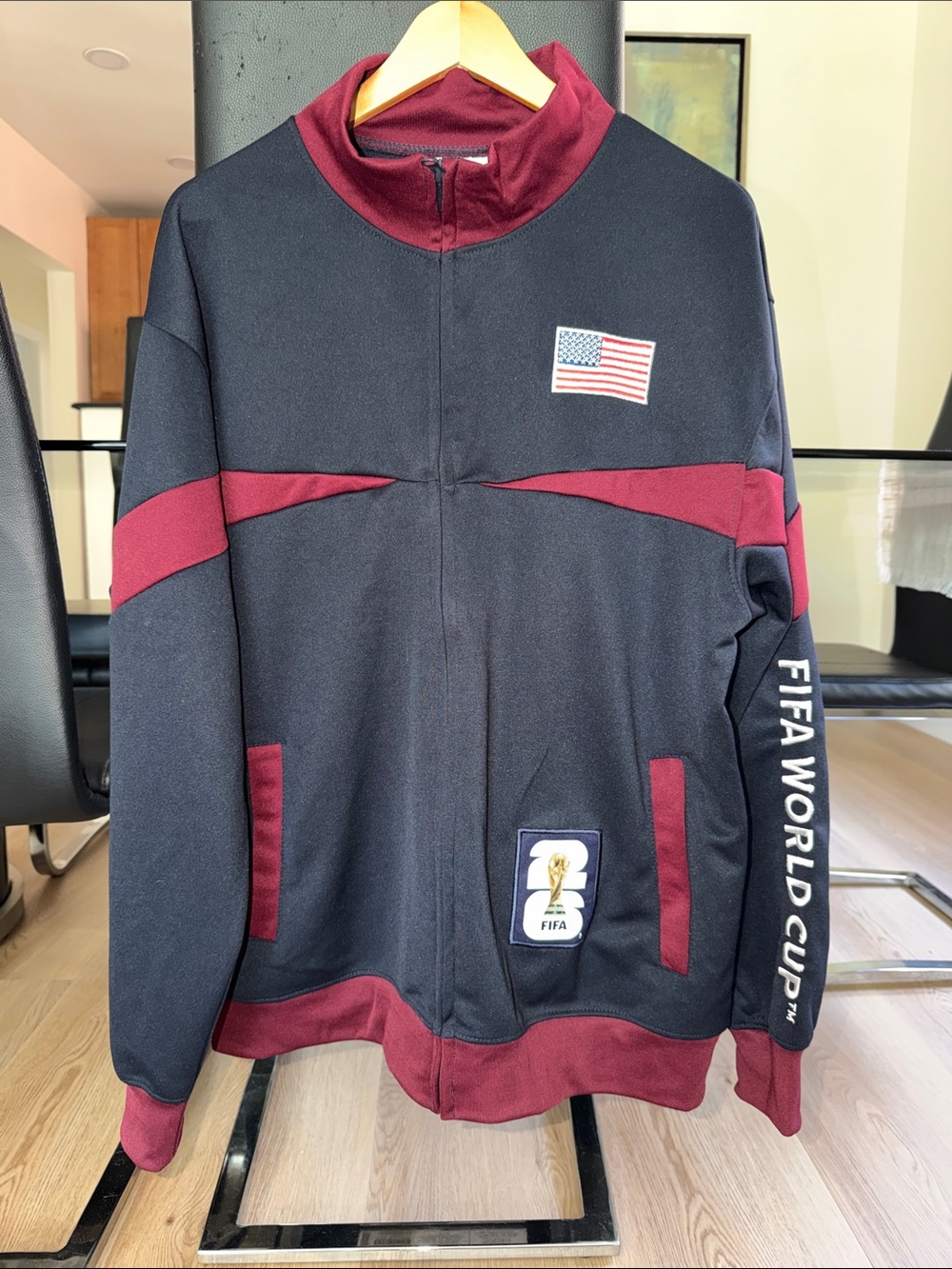 Men's Black & Burgundy FIFA World Cup Lightweight Track Jacket